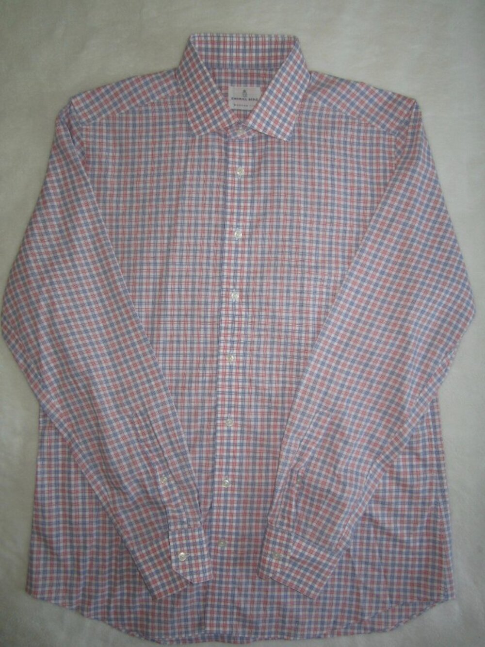 EMANUEL BERG Modern Fit Shirt Mr. Crown Spread Collar Pattern 7 Men's 16 1/2" L